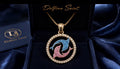 DelfinaSaint Halo Pendant in 18K gold with diamonds and sapphires